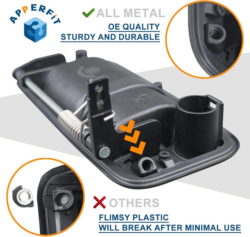 APPERFiT All Metal Exterior Door Handles w/Lock Cylinders & Keys Compatible with Chevy Tahoe Suburban C/K1500 C/K2500 C/K3500 GMC Yukon Replaces 15742229 15742230 - Image 3